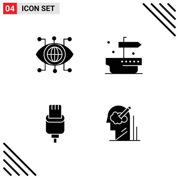 Set Von Modernen Symbolen Symbole Zeichen Für Daten Stecker Vision — Stockvektor