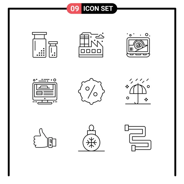 Stock Vector Icon Pack Line Signs Symbols Price Report Computer — Stock Vector