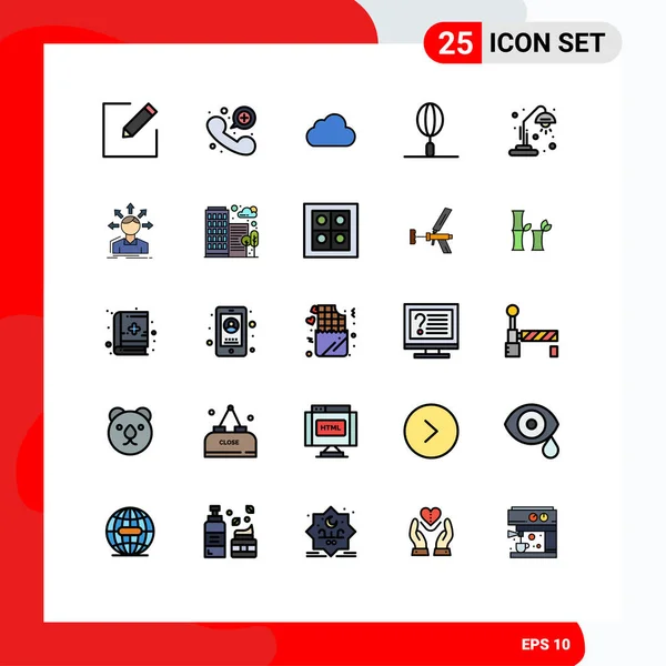 Mobile Interface Filled Line Flat Color Set Dari Pictograms Light - Stok Vektor