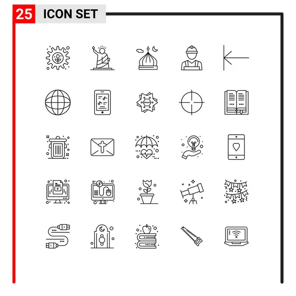 Stock Vector Icon Pack Mit Linienzeichen Und Symbolen Für Arbeiter — Stockvektor