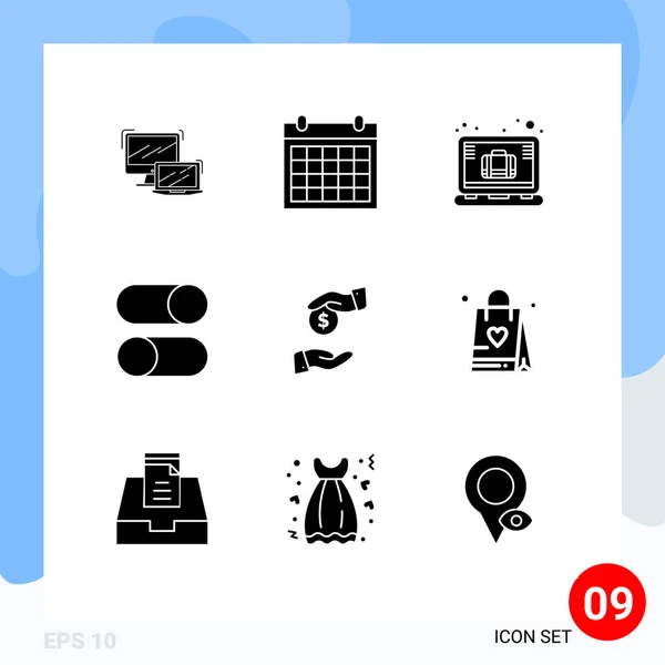 Universal Icon Symbols Group Modern Solid Glyphs Radio Layout Contact — 스톡 벡터