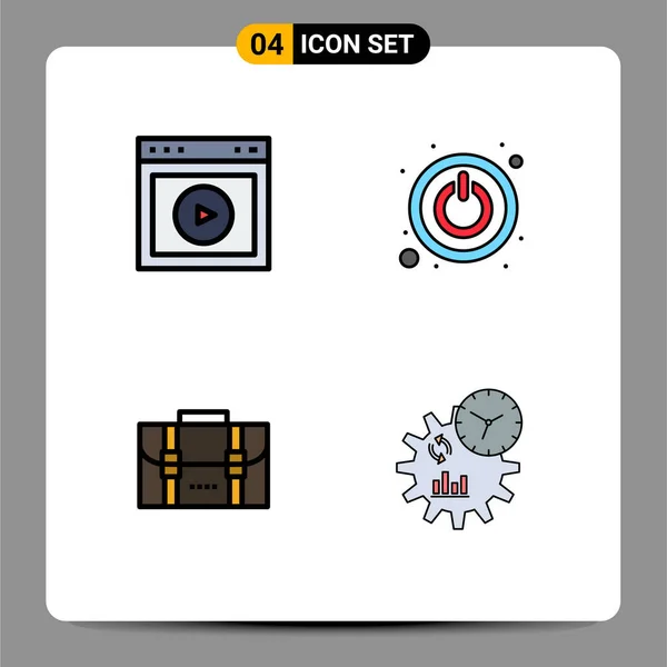 Set Modern Icons Sysymbols Signs Play Bag Web Shutdown Office — Archivo Imágenes Vectoriales