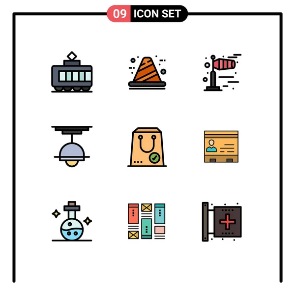 Vector Stock Icon Pack Líneas Señales Símbolos Para Comercio Luz — Vector de stock