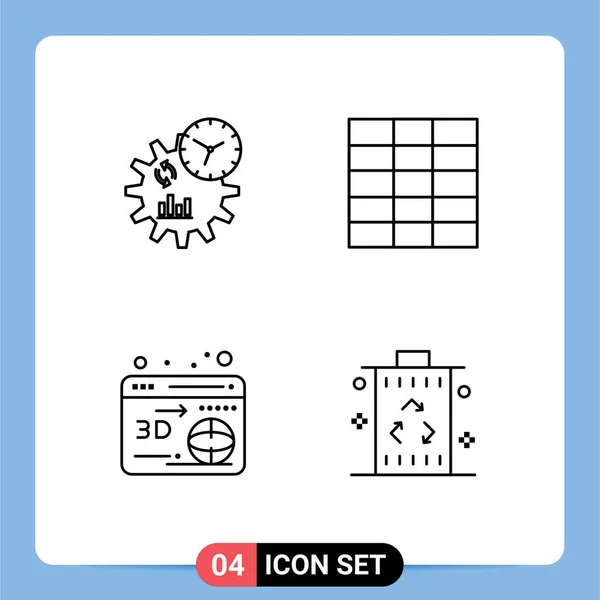 Set Modern Icons Sysymbols Signs Business Bin Process Web Garbage — Vector de stock