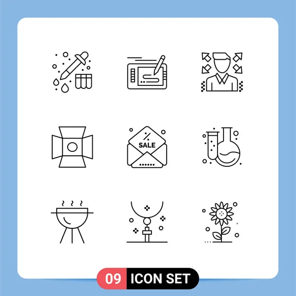 Set Modern Icons Símbolos Sinais Para Mensagem Desconto Empresário Estúdio — Vetor de Stock