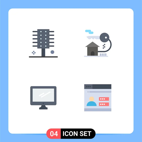 Set Vector Flat Icons Grid Beauty Computer Hairstyle House Device — Vector de stock