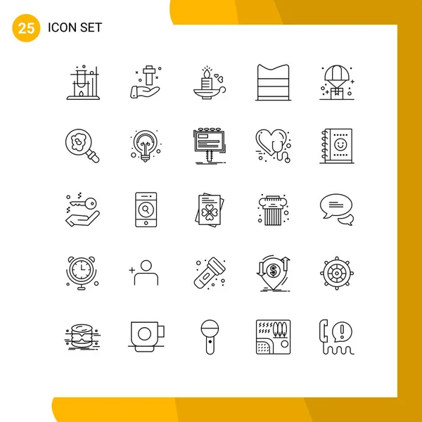 Set Icone Moderne Simboli Segni Consegna Web Candela Moda Abbigliamento — Vettoriale Stock