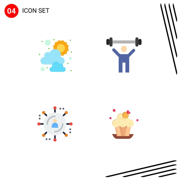 Piso Icon Pack Símbolos Universales Sol Red Marketing Fitness Peso — Vector de stock