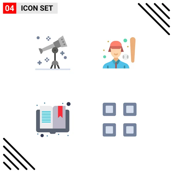 Pack Creative Flat Icons Astronomy Book Telescope Female Page Szerkeszthető — Stock Vector