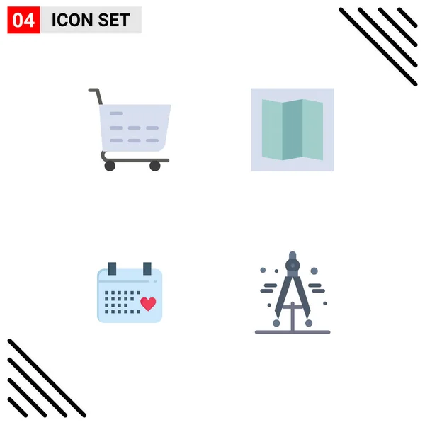 Flat Icon Konsept Nettsteder Mobil Apps Ecommerce Kompass Layout Dag – stockvektor