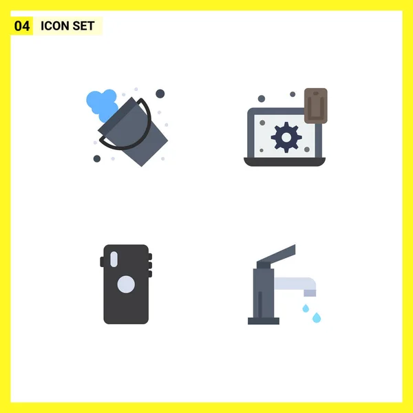 Set Modern Icons Sysymbols Signs Bucket Phone Tool Preference Mobile — Vector de stock