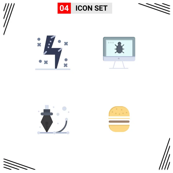 Mobile Interface Flat Icon Set Pictograms Battery Creative Energy Bug — Archivo Imágenes Vectoriales