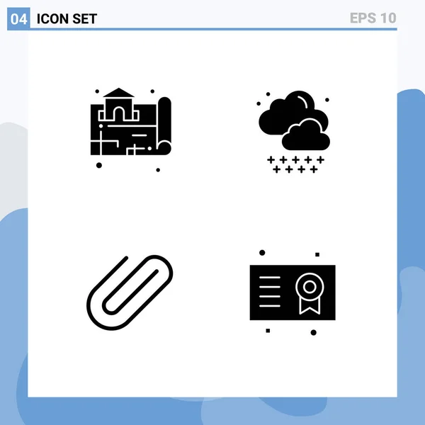Mobile Interface Solid Gyph Set Pictograms Estate Clip Real Weather — Vector de stock