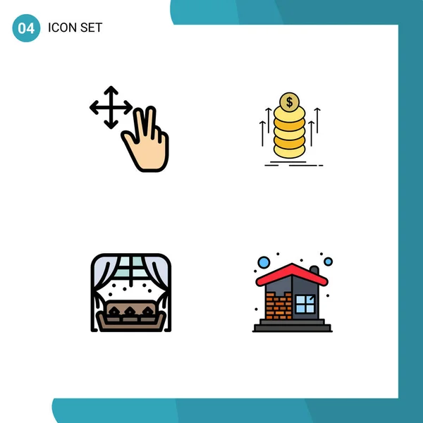 Creative Icons Modern Signs Sysymbols Finger Window Money Coins Brick — Vector de stock