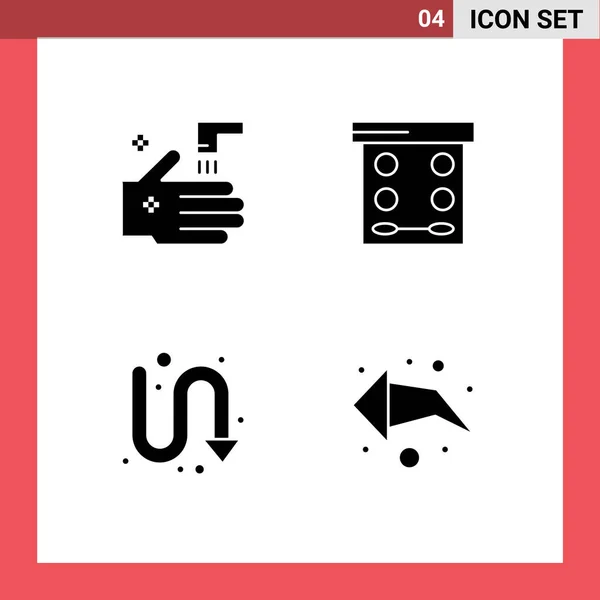 Solid Glyph Pack Universal Symbols Bathroom Directional Tab Makeup Turning — Stock Vector