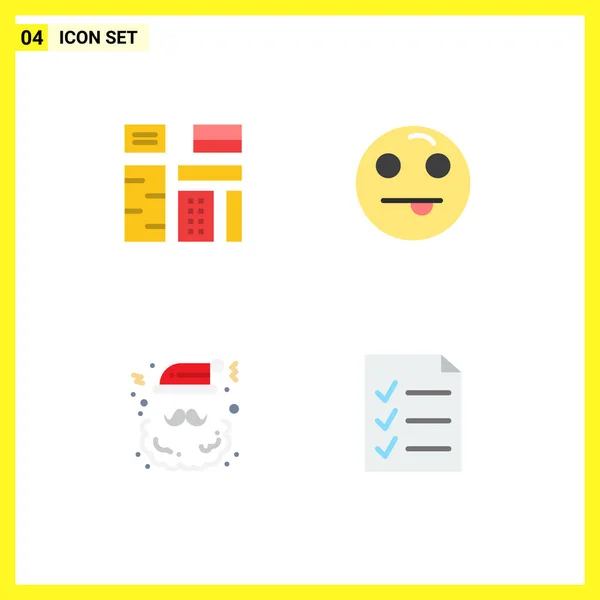 Set Vector Flat Icons Grid Advertising Claus Native Emot Santa — Vector de stock