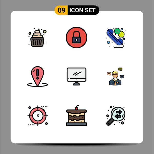 Universal Icon Symbole Grupa Nowoczesne Filledline Płaskie Kolory Komputera Punkt — Wektor stockowy