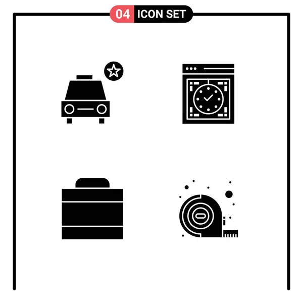 Piktogramm Set Einfacher Fester Glyphen Von Auto Koffer Fahrzeugen Gerät — Stockvektor