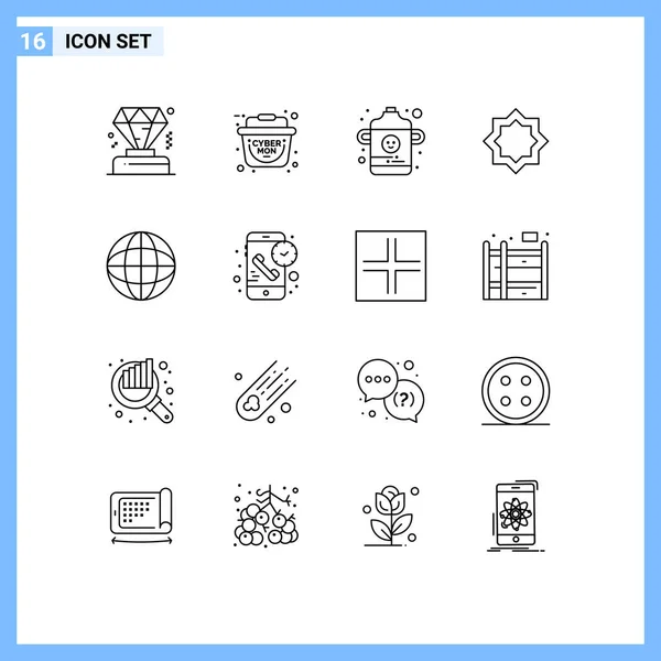 Universal Icon Symbols Group Modern Outlines Call Geography Infant Education — Stockvektor