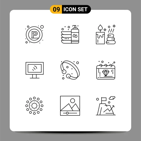 Pack Modern Outlines Signs Symbols Web Print Media Seperti Perhiasan - Stok Vektor