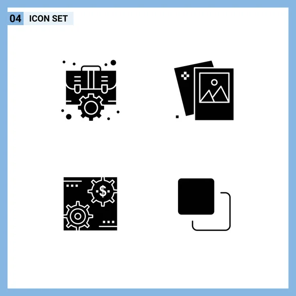 Set Modern Icons Symbols Signs Case Picture Setting Image Capital — Stock Vector