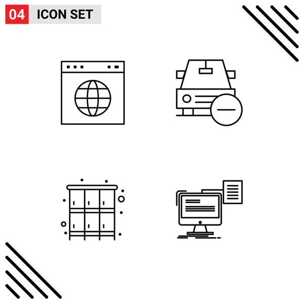 Set Modern Icons Sysymbols Signs Globe Cabinet Website Less Safe — Archivo Imágenes Vectoriales