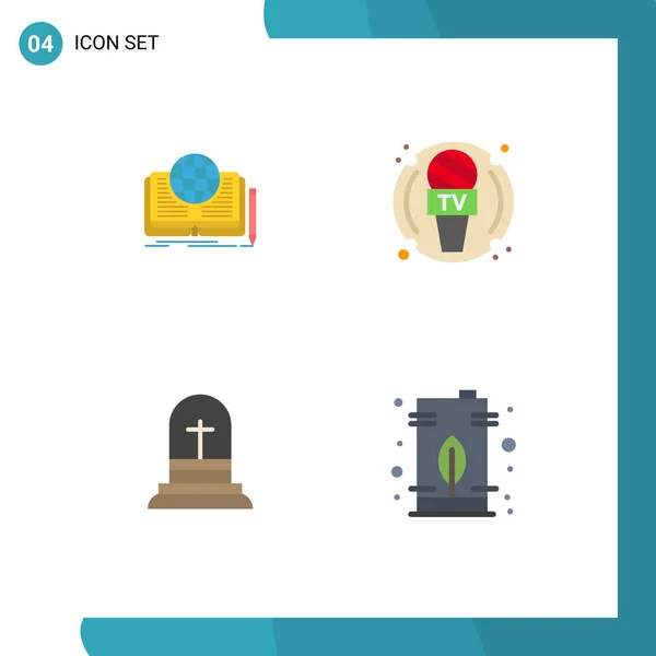 Modern Set Flat Icons Pictograph Writing Celebration Story Journalist Cross — Vector de stock