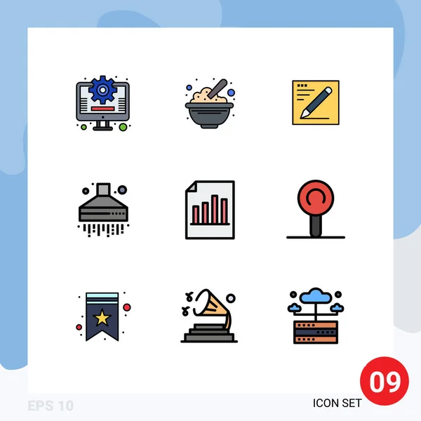 2014 Mobile Interface Filledline Flat Color Set Pictograms Record Document — 스톡 벡터