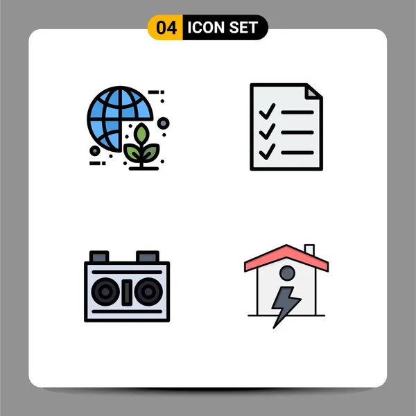 Stock Vector Icon Pack Line Segni Simboli Globale Media Mondo — Vettoriale Stock