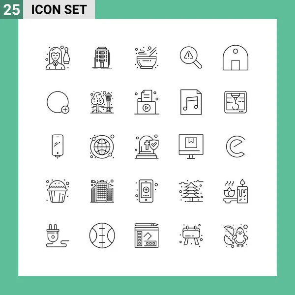 Pictogram エラーの25単純な行のセット ホステル キッチン編集ベクトルデザイン要素 — ストックベクタ