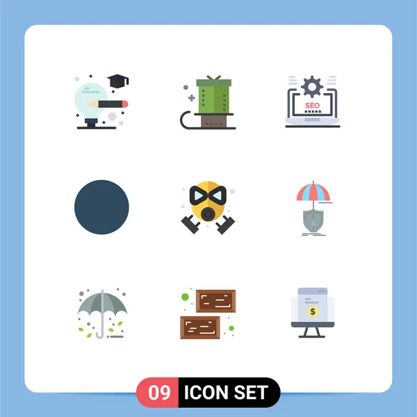 Símbolos Ícone Universal Grupo Cores Planas Modernas Máscara Fogo Seo — Vetor de Stock