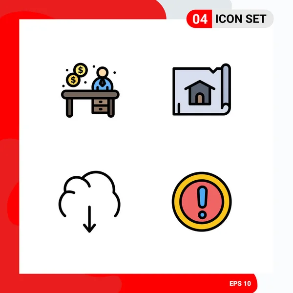 Pictogram Set Dari Warna Flat Filledline Sederhana Bisnis Data Penerimaan - Stok Vektor