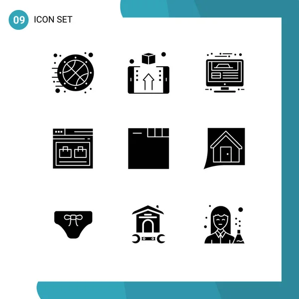 Thematic Vector Solid Glyphs Editable Symbols Website Page Shop Internet — Stock Vector