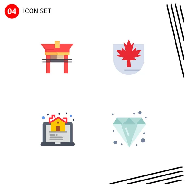 Set Von Vector Flat Icons Auf Gitter Für Tor Haus — Stockvektor