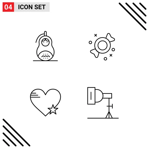Set Modern Icons Sysymbols Signs Fraud Heart Peace Candy Editable — Vector de stock
