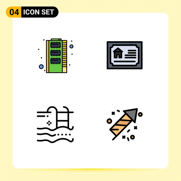 Universal Icon Symbols Group Modern Filledline Flat Colors Hardware Pool — Vetor de Stock