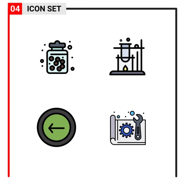 一套现代的4个滤线平面色彩和符号 如糖果 界面可编辑向量设计元素 — 图库矢量图片