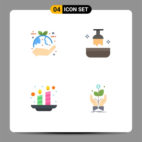 Set Commercial Flat Icons Pack Plant Candles Hand Dye India — Vector de stock
