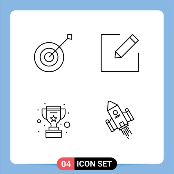 Set Modern Icons Symbols Signs Archery Win Trophy Write Space — Stock Vector