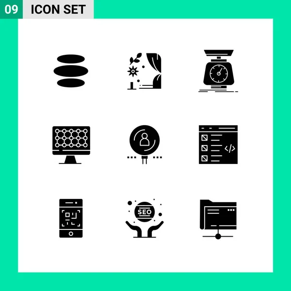 Group Solid Glyphs Signs Symbols Human Hardware Implementation Technology Volume — Stock Vector