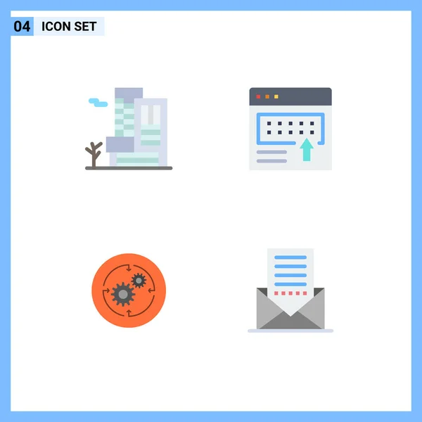 Modern Set Flat Icons Pictograph Office Solution Estate Banner Company — Vector de stock