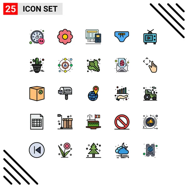 Stock Vector Icon Pack Line Signs Symbols Play Monitor Clothing — Stock Vector