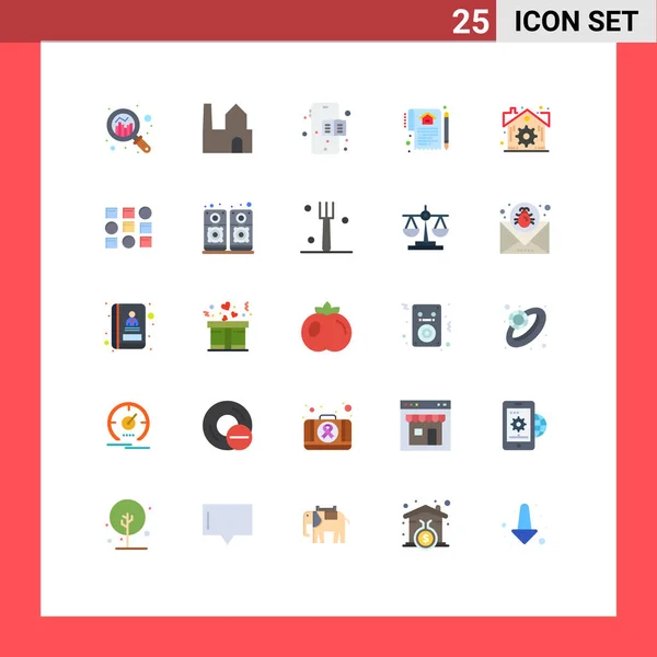 Stock Vector Icon Pack Line Segni Simboli Impostazioni Proprietà Mobile — Vettoriale Stock