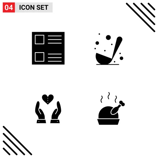 Vector Line Pack Simple Solid Glyphs Checchbox Emotions Cooking Ladle — 스톡 벡터