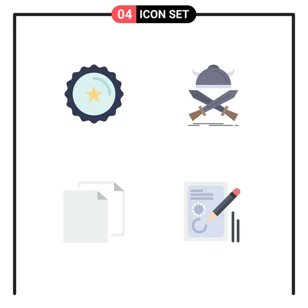 Set Commercial Flat Icons Pack Badge Copy Shop Viking Duplicate — Archivo Imágenes Vectoriales
