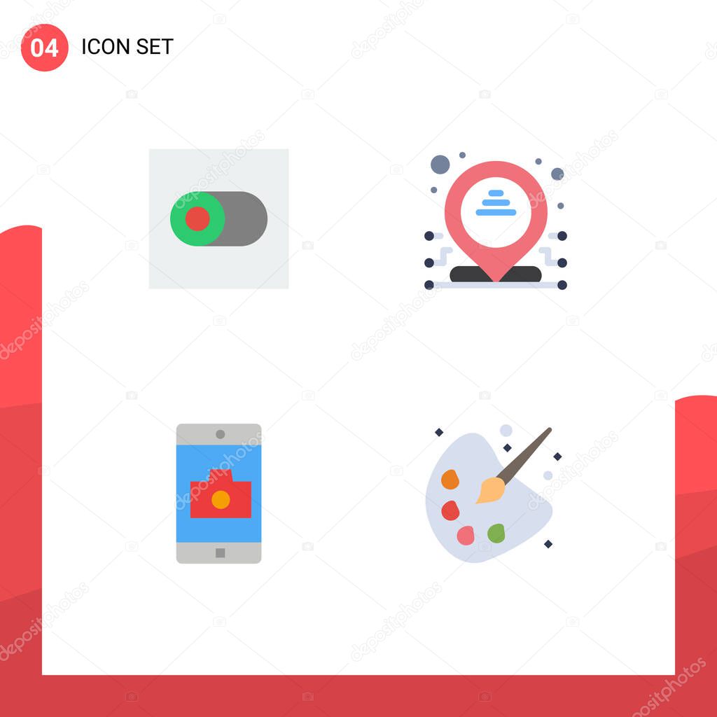 Pictogram Set of 4 Simple Flat Icons of control, camera, address, application, drawing Editable Vector Design Elements