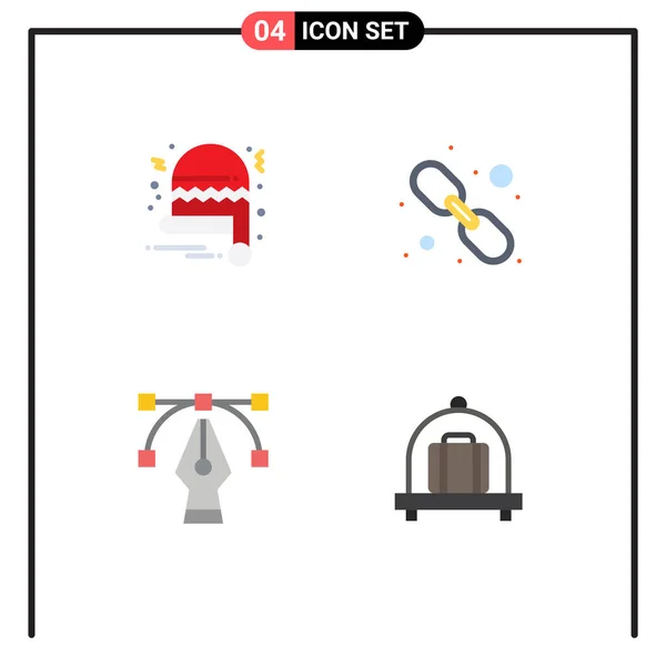 Flat Icon Pack Símbolos Universais Chapéu Natal Ferramenta Hiperlink Link — Vetor de Stock