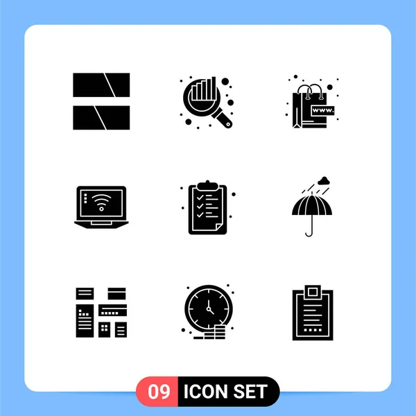 User Interface Solid Glyph Pack Modern Signs Symbols Clipboard Wifi — Stock Vector