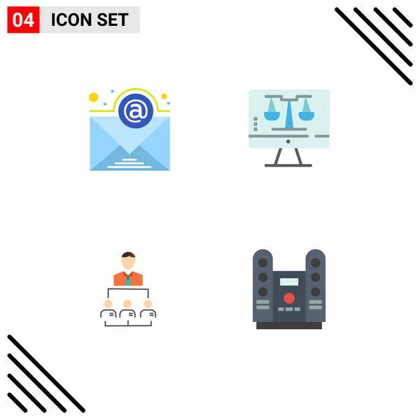 Modern Set Flat Icons Pictograph Email Human Digital Law Online — Vector de stock