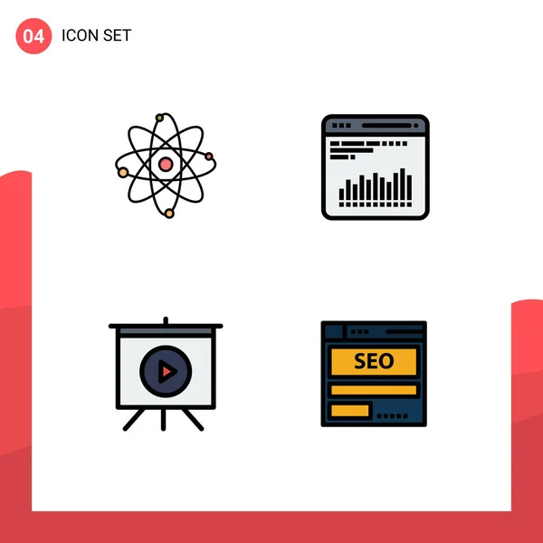 Filledline Flat Color Concept Websites Mobile Apps Atom Presentation Lab — Image vectorielle